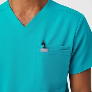 * Teal * Figs Leon Two-Pocket Scrub Top